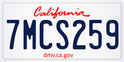 CA license plate 7MCS259