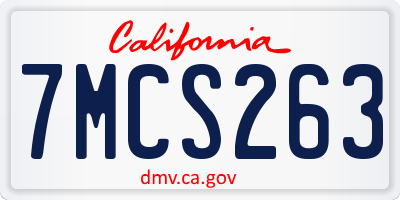 CA license plate 7MCS263