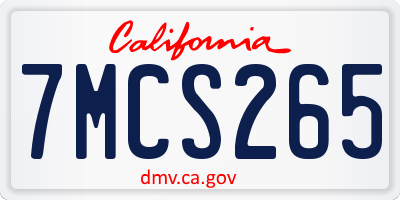CA license plate 7MCS265