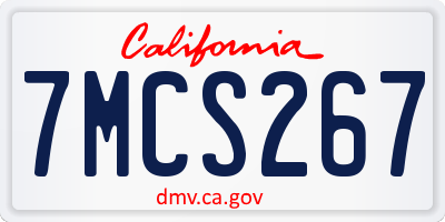 CA license plate 7MCS267
