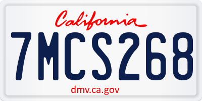 CA license plate 7MCS268