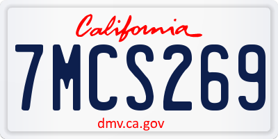 CA license plate 7MCS269