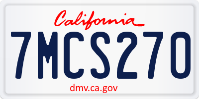 CA license plate 7MCS270