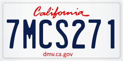 CA license plate 7MCS271