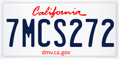 CA license plate 7MCS272