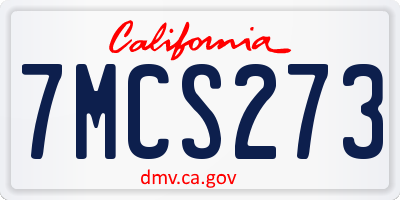 CA license plate 7MCS273