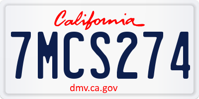 CA license plate 7MCS274