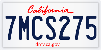 CA license plate 7MCS275