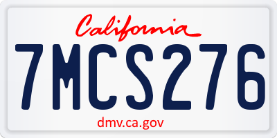 CA license plate 7MCS276