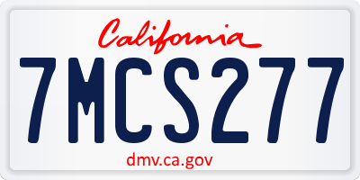 CA license plate 7MCS277