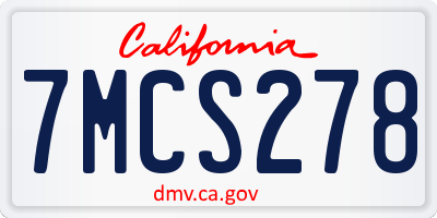 CA license plate 7MCS278