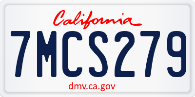 CA license plate 7MCS279