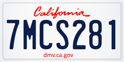 CA license plate 7MCS281