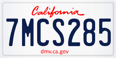 CA license plate 7MCS285