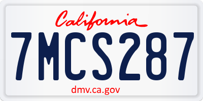 CA license plate 7MCS287