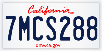 CA license plate 7MCS288