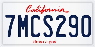CA license plate 7MCS290