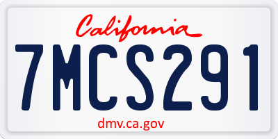 CA license plate 7MCS291