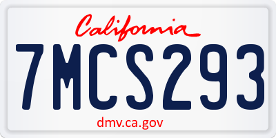 CA license plate 7MCS293