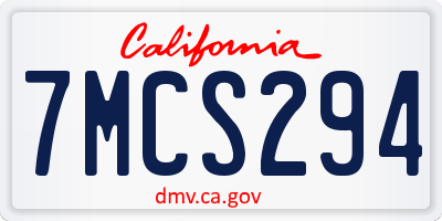 CA license plate 7MCS294