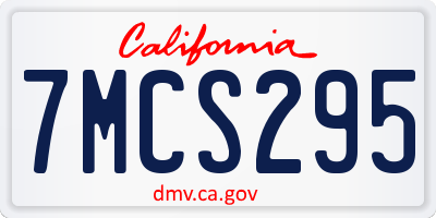 CA license plate 7MCS295