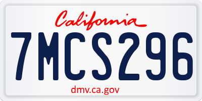 CA license plate 7MCS296