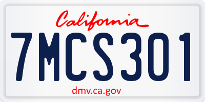 CA license plate 7MCS301
