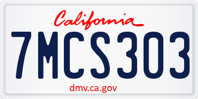CA license plate 7MCS303