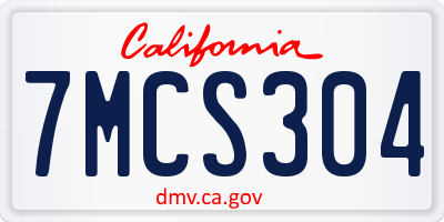 CA license plate 7MCS304
