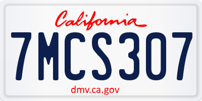CA license plate 7MCS307