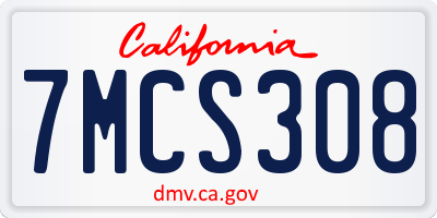 CA license plate 7MCS308