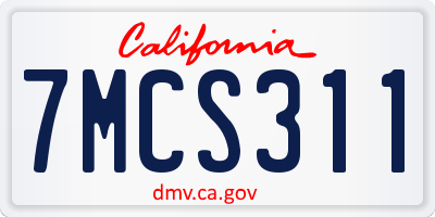 CA license plate 7MCS311