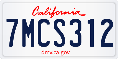 CA license plate 7MCS312