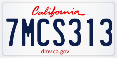 CA license plate 7MCS313