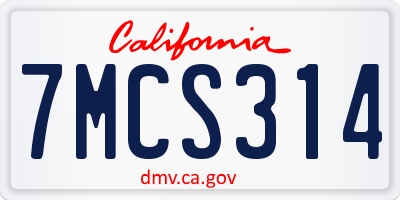 CA license plate 7MCS314