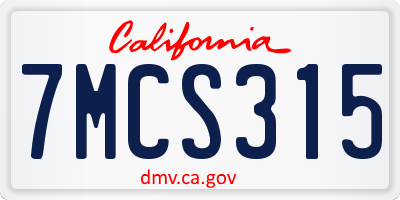 CA license plate 7MCS315