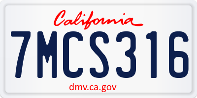 CA license plate 7MCS316