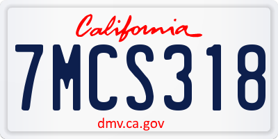 CA license plate 7MCS318