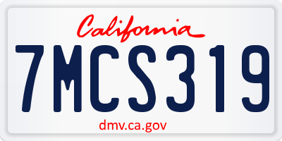 CA license plate 7MCS319