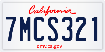 CA license plate 7MCS321