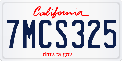 CA license plate 7MCS325