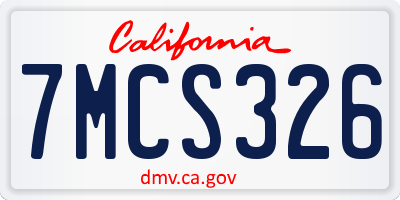 CA license plate 7MCS326