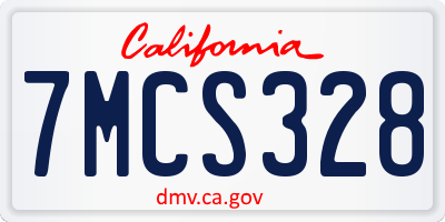 CA license plate 7MCS328