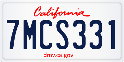 CA license plate 7MCS331