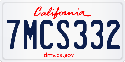 CA license plate 7MCS332