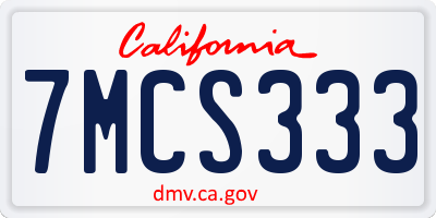 CA license plate 7MCS333
