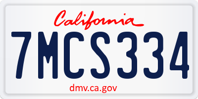 CA license plate 7MCS334