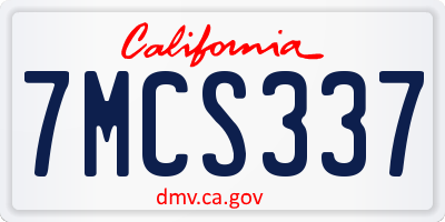 CA license plate 7MCS337