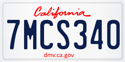 CA license plate 7MCS340