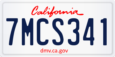 CA license plate 7MCS341